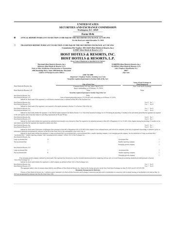 Thumbnail Host Hotels & Resorts
 10-K Annual Report 2018