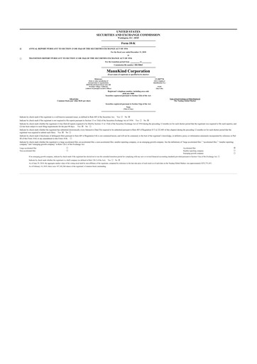 Thumbnail MannKind Corp 10-K Annual Report 2018