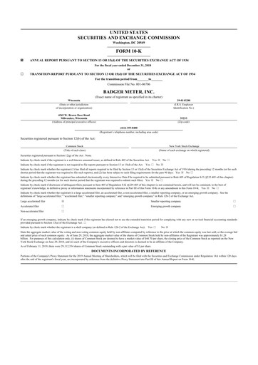 Thumbnail Badger Meter
 10-K Annual Report 2018