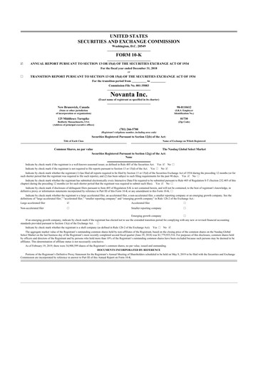 Thumbnail Novanta 10-K Annual Report 2018