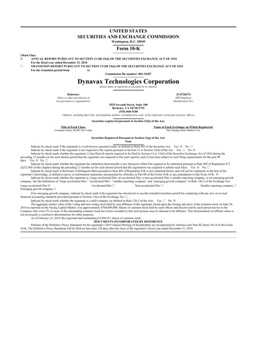 Thumbnail Dynavax Technologies
 10-K Annual Report 2018