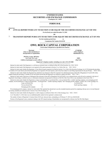 Miniature Blue Owl Capital Corporation 10-K Rapport annuel 