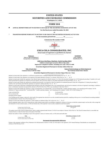 Thumbnail Coca-Cola Consolidated 10-K Annual Report 2018