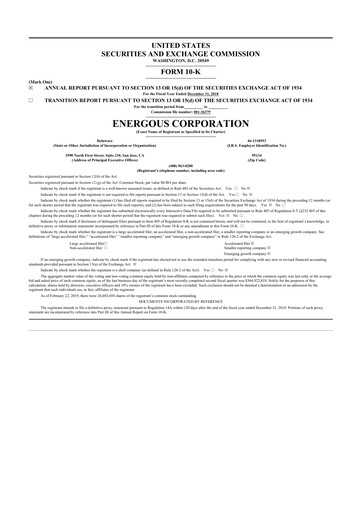 Thumbnail Energous 10-K Annual Report 2018