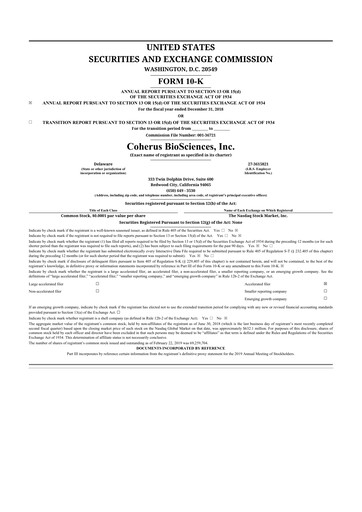 Thumbnail Coherus BioSciences
 10-K Annual Report 2018