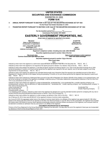 Thumbnail Easterly Government Properties 10-K Annual Report 2018