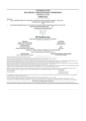 Thumbnail PJT Partners
 10-K Annual Report 2018