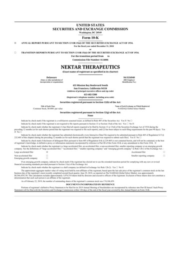 Thumbnail Nektar Therapeutics
 10-K Annual Report 2018