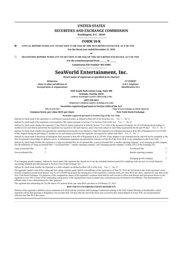 Thumbnail United Parks & Resorts 10-K Annual Report 2018