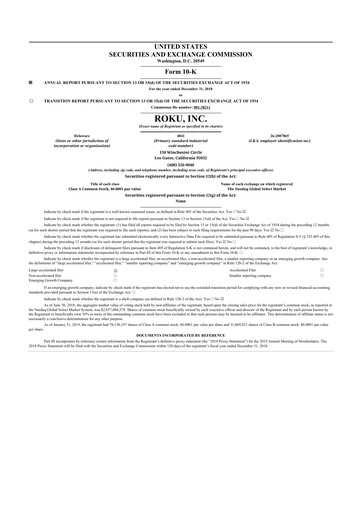 Thumbnail Roku 10-K Annual Report 2018