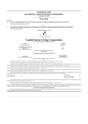 Thumbnail Sonida Senior Living 10-K Annual Report 2018