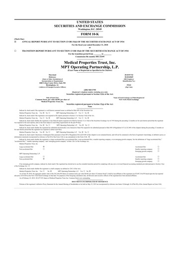 Thumbnail Medical Properties Trust
 10-K Annual Report 