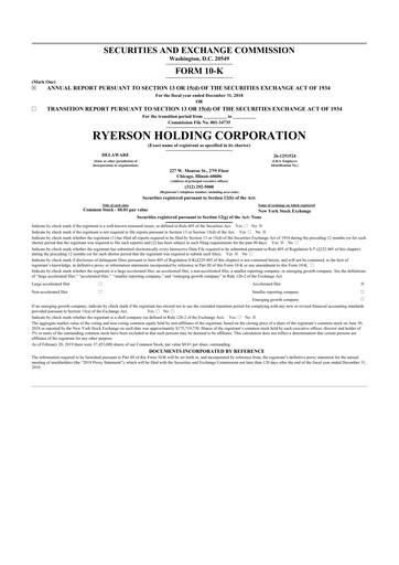 Thumbnail Ryerson 10-K Annual Report 2018