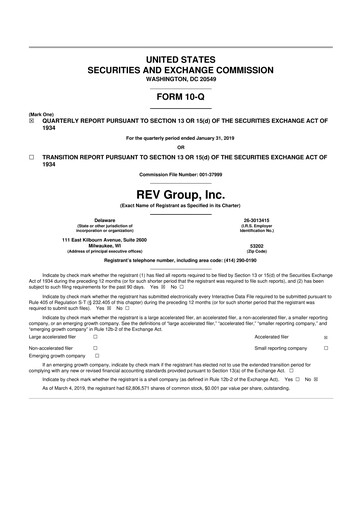 Thumbnail REV Group 10-Q Quarterly Report FY2019 