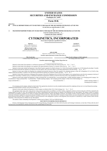 Thumbnail Cytokinetics
 10-K Annual Report 2018