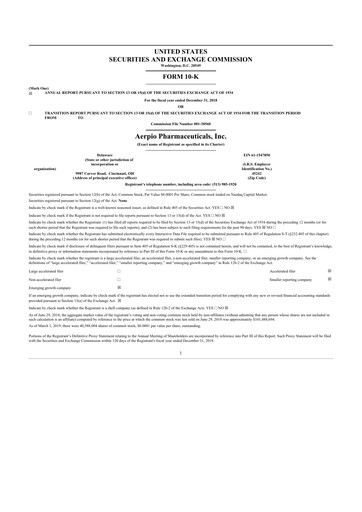 Thumbnail Aadi Bioscience 10-K Annual Report 2018