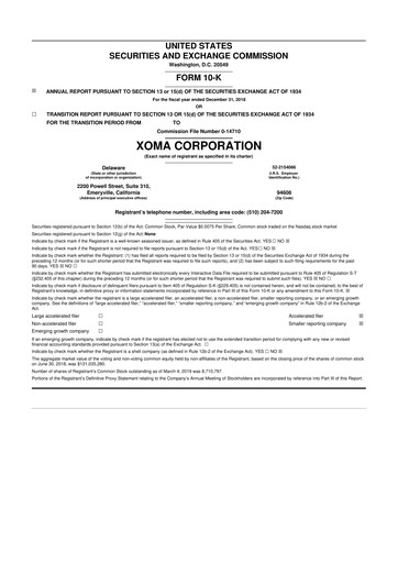 Thumbnail XOMA Royalty 10-K Annual Report 2018