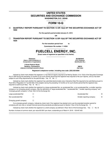 Vorschaubild FuelCell Energy
 10-Q Quartalsbericht 2019 