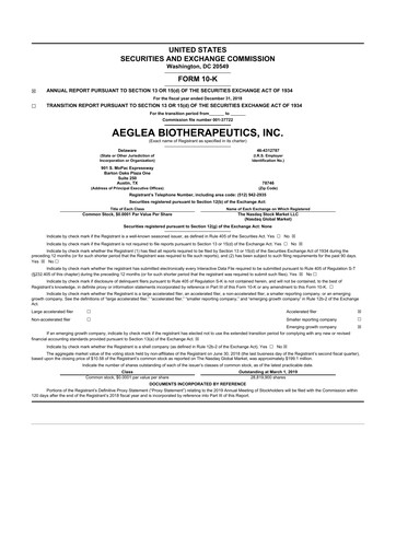 Thumbnail Spyre Therapeutics 10-K Annual Report 2018