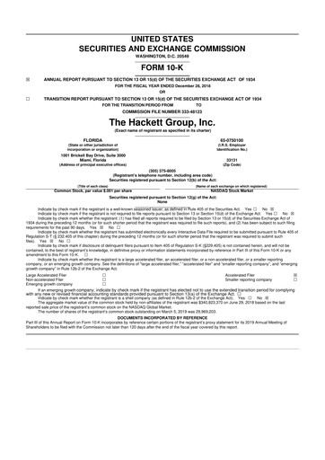 Vorschaubild The Hackett Group

 10-K Jahresbericht 2018