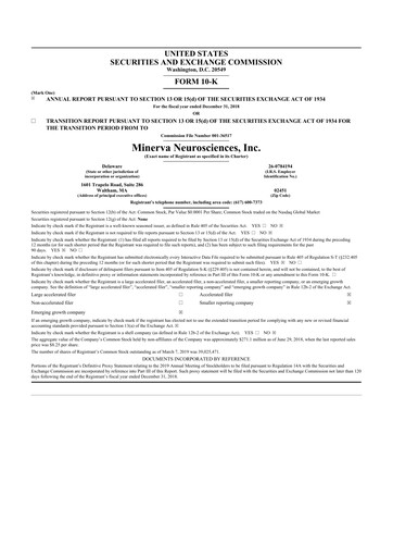 Thumbnail Minerva Neurosciences
 10-K Annual Report 2018