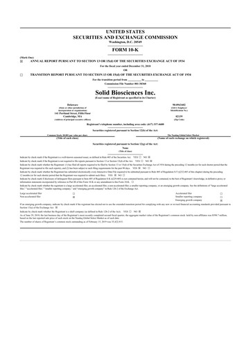 Thumbnail Solid Biosciences
 10-K Annual Report 2018