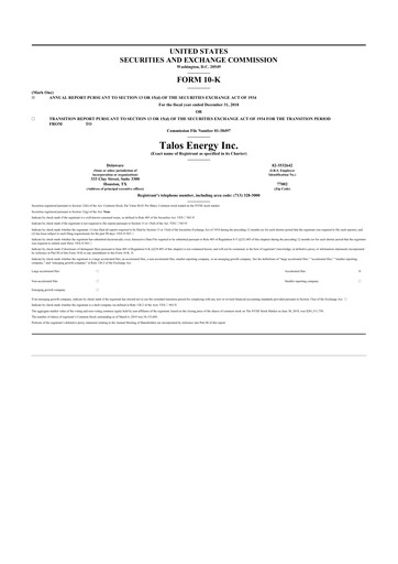 Thumbnail Talos Energy 10-K Annual Report 2018