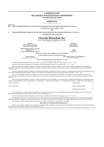 Thumbnail Clearside Biomedical
 10-K Annual Report 2018