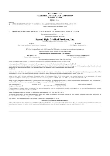 Thumbnail Vivani Medical 10-K Annual Report 2018