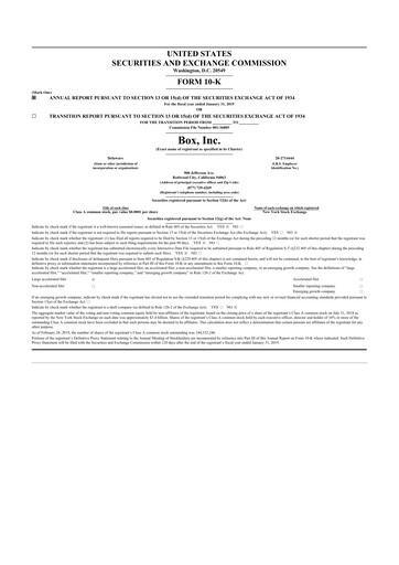 Miniature Box, Inc. 10-K Rapport annuel 2019