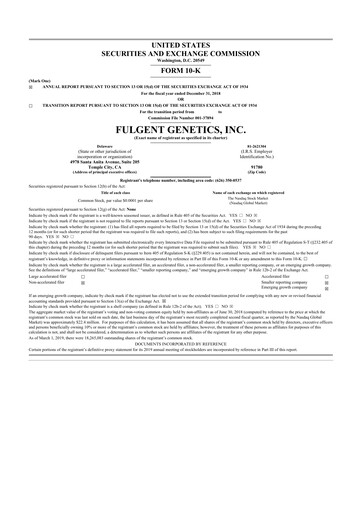 Thumbnail Fulgent Genetics
 10-K Annual Report 2018
