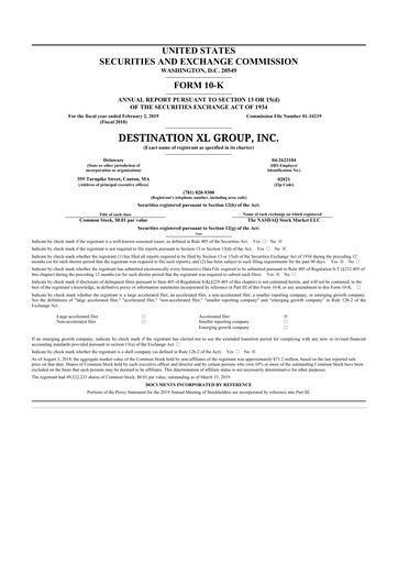 Thumbnail Destination XL 10-K Annual Report 2018