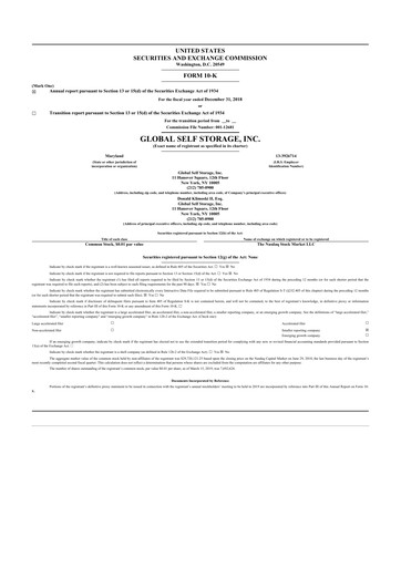 Vorschaubild Global Self Storage 10-K Jahresbericht 2018