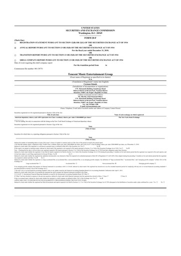 Miniature Tencent Music Entertainment 20-F Rapport annuel 2018