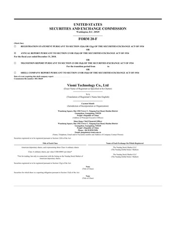 Thumbnail Viomi Technology 20-F Annual Report 2018