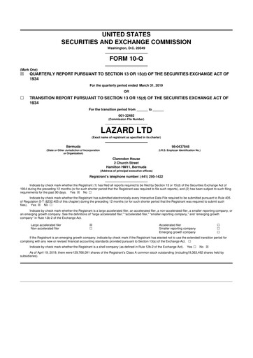 Thumbnail Lazard 10-Q Quarterly Report FY2019 