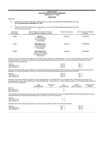 Thumbnail Spire Inc. 10-Q Quarterly Report FY 