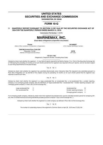 Thumbnail MarineMax 10-Q Quarterly Report FY2019 