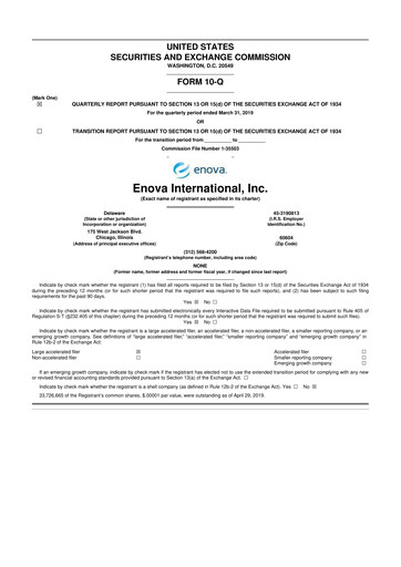 Vorschaubild Enova International
 10-Q Quartalsbericht 2019 
