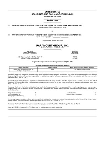 Vorschaubild Paramount Group 10-Q Quartalsbericht 2019 