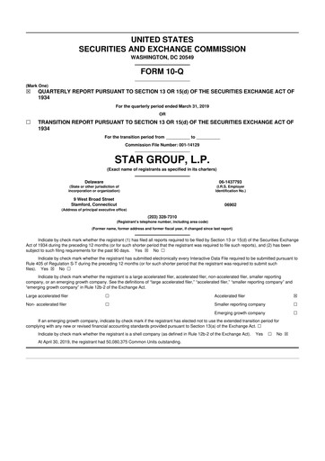 Thumbnail Star Group 10-Q Quarterly Report FY2019 