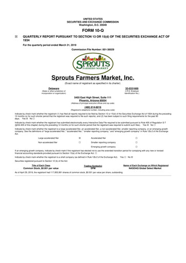 Thumbnail Sprouts Farmers Market 10-Q Quarterly Report FY2019 