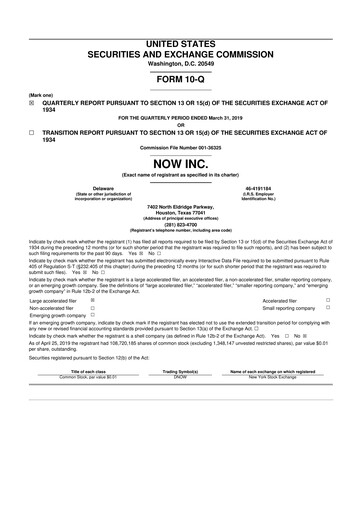 Thumbnail DNOW Inc. 10-Q Quarterly Report FY2019 