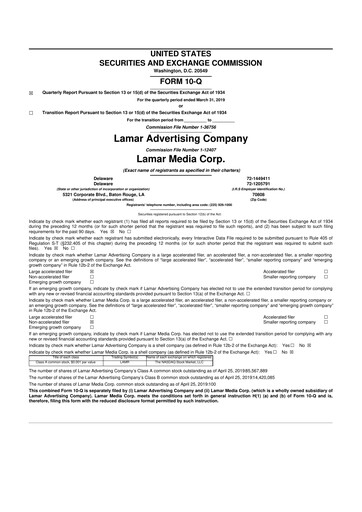Thumbnail Lamar Advertising 10-Q Quarterly Report FY 