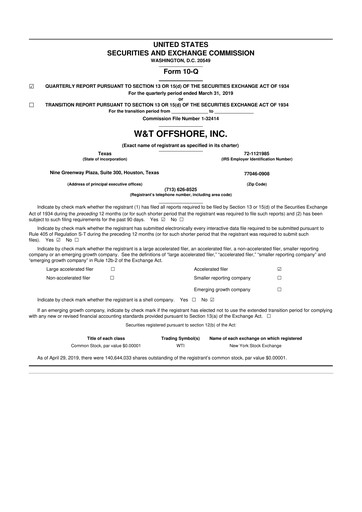 Thumbnail W&T Offshore 10-Q Quarterly Report FY2019 