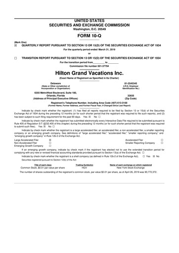 Thumbnail Hilton Grand Vacations
 10-Q Quarterly Report FY2019 
