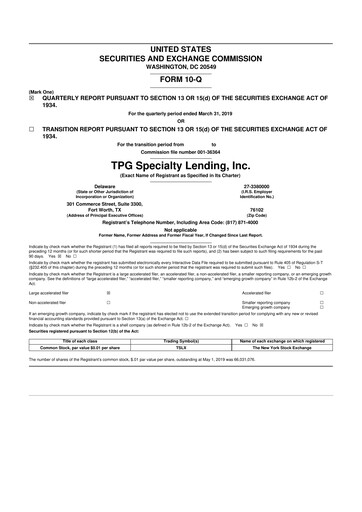 Vorschaubild Sixth Street Specialty Lending 10-Q Quartalsbericht  