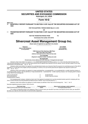 Thumbnail Silvercrest Asset Management Group 10-Q Quarterly Report FY2019 