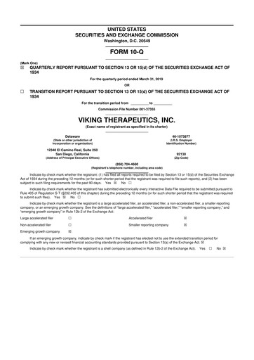 Thumbnail Viking Therapeutics
 10-Q Quarterly Report FY2019 