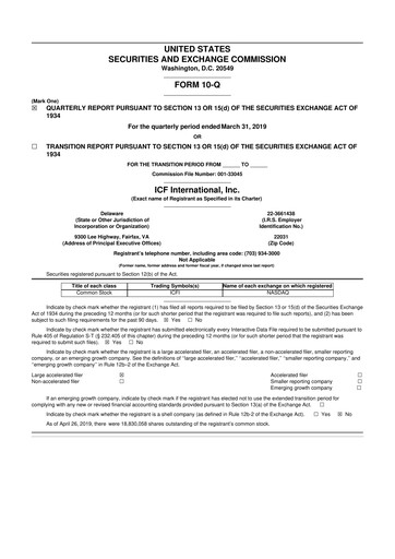 Thumbnail ICF International 10-Q Quarterly Report FY2019 